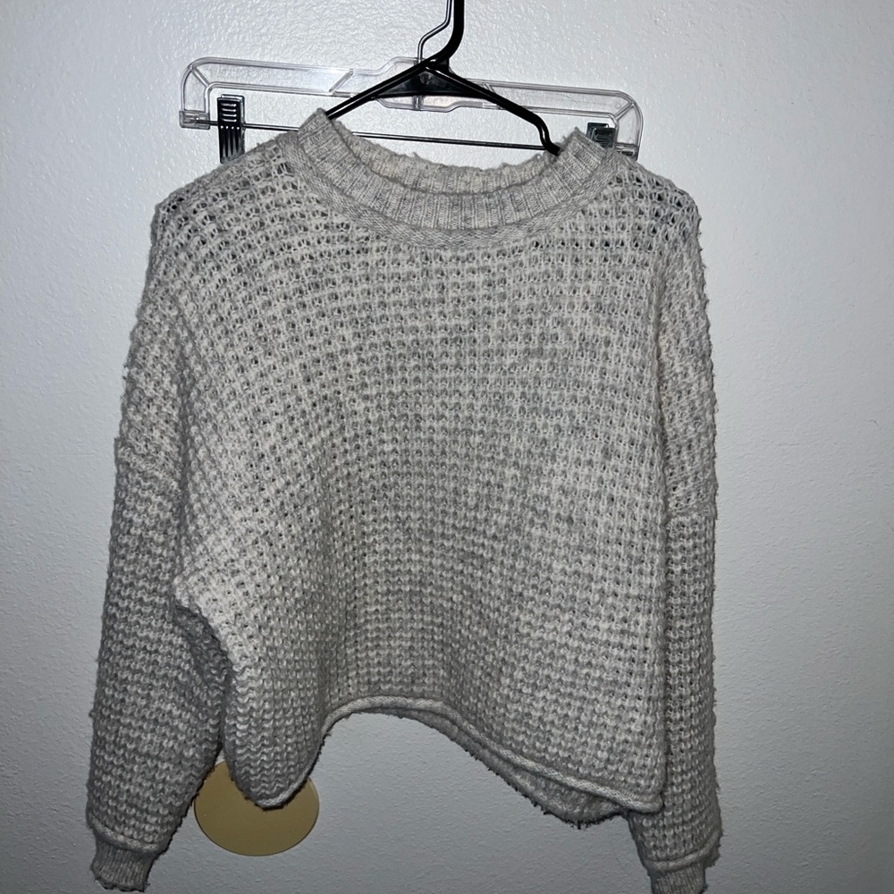Cozy Knit Crew Neck Sweater in Light Gray